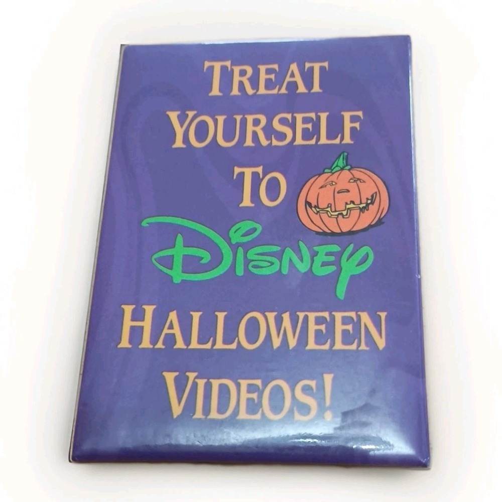 Walt Disney Halloween Video DVD Release Promo Movie Button Pin Purple Rectangle